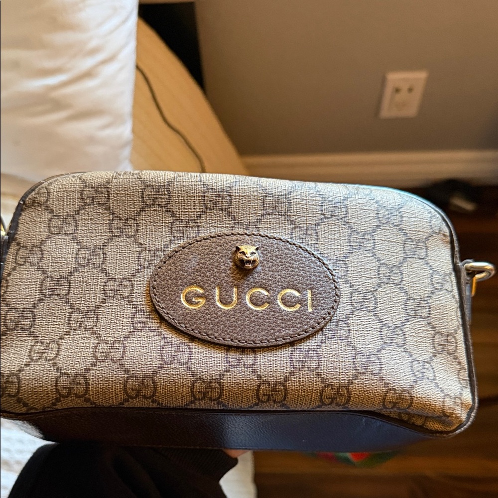 Gucci Beige and Brown Monogram Cosmetic Bag